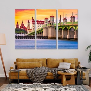 St. Augustine Florida Canvas Wall Art Decor Bridge of Lions Large Wall Panels