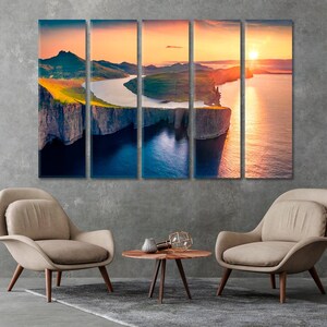 Sorvagsvatn Lake Wall Art Große Leinwand Färöer-Inseln Kunst für Wohnzimmer