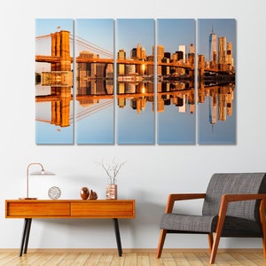 Brooklyn Bridge Skyline Canvas Wall Art New York City Large Wall Art House Wall Decor