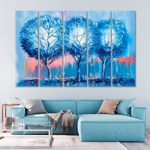 Abstract Trees Framed Art Decor, Abstract Forest Large Canvas Print