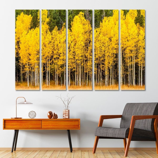 Aspen Trees Wall Art | Aspen Trees Canvas Print | Yellow Aspen Trees Wall Decor