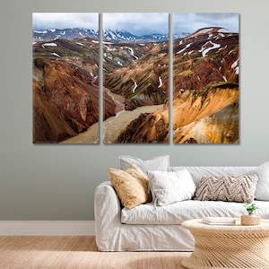 Landmannalaugar Volcanic Hills Iceland Poster Print Canvas Home Decor
