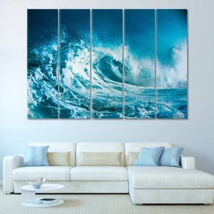 Ocean Wave Canvas Print Wall Art Decor, Sea Wave Large Canvas Print, Ocean Splashing Wave Canvas Wall Art Prints