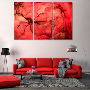 Red Abstract Print on Canvas, Colorful Wall Art Home Decor, Bright Abstract Extra Large Canvas Prints