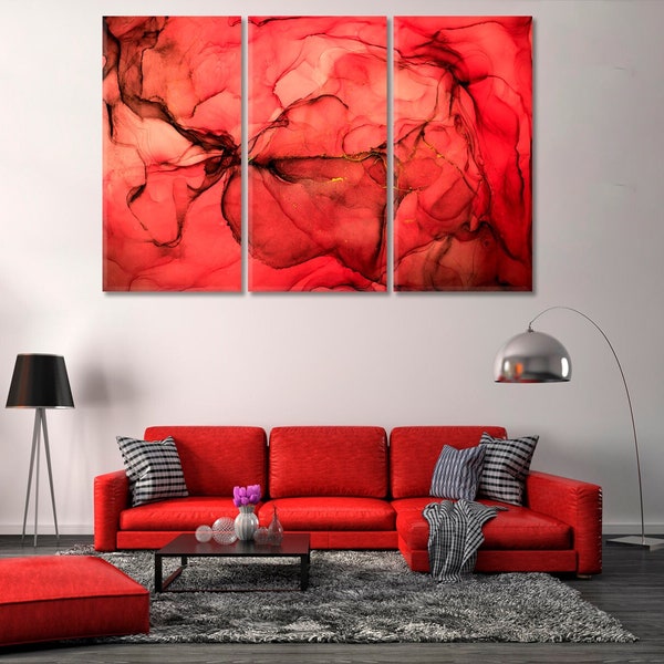 Red Abstract Art - Etsy