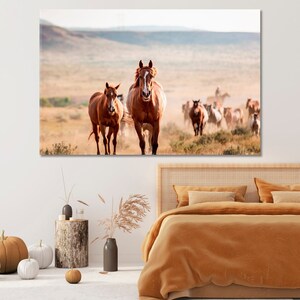 Herde wilder Pferde Leinwand Wand Kunst Dekor fertig zum Aufhängen