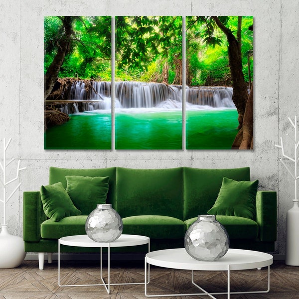 Thailand Waterfall Wall Art Decor Canvas Print Waterfall Ready to Hang Canvas