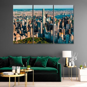 New York Cityscape at Sunset Canvas Print, Central Park and Midtown Manhattan Canvas Artwork, Skyscrapers NYC Prints Home Wall Art Decor