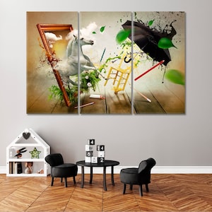 Magical Canvas Art Print Kids Room Wall Decor, Abstract Canvas Wall Art Print, Fantasy Canvas Artwork