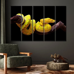 Yellow Python Snake Canvas Print Art for Home and Office Decor