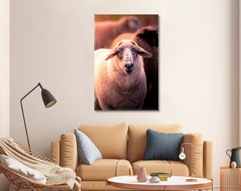 Sheep Portrait Canvas Art, Sheep Wall Canvas Art Print, Sheep Giclee Art Decor
