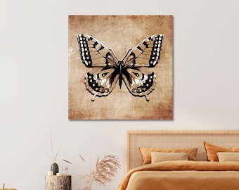 Retro vlinder canvas muurdecoratie decor / vintage vlinder wanddecoratie / vlinder interieur slaapkamer
