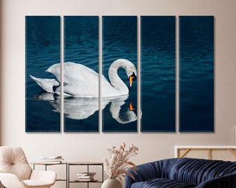 Swan Canvas Wall Art Decor Swan Wall Art Swan Poster or Canvas Ready to Hang