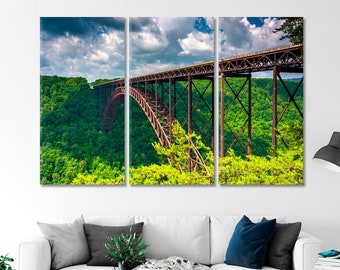 Póster o lienzo del puente New River Gorge listo para colgar decoración de pared grande de Virginia Occidental
