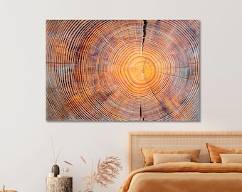 Tree Rings Wall Art, Rings Extra Large Wall Art, Wood Rings Wall Decor, Log Art Canvas, Tree Trunk Canvas Print, Wood Core Wall Art For Home