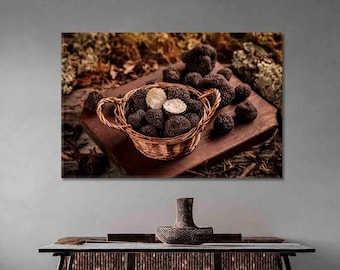 Black Truffles Large Canvas Print | Creative Wall Decor Art for Dining Room