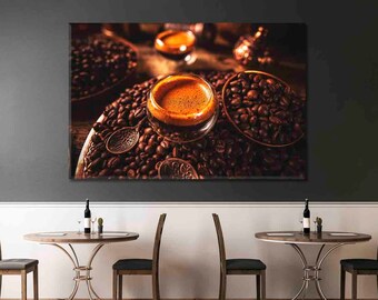 Fresh Coffee Wall Decor Coffee Beans Canvas Print Hot Coffee Kitchen Wall Decor Сoffee Art For Cafe