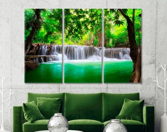 Thailand Waterfall Wall Art Decor Canvas Print Waterfall Ready to Hang Canvas