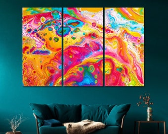 Multicolor Abstract Canvas Prints, Vibrant Abstract Canvas Art, Colorful Wall Decor, Vivid Wall Art, Effect Large Art