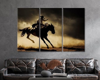 Western Cowboy Wall Art / Wild West Cowboy Art Canvas Print / Western Decor for Your Home