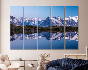 Mont Blanc Reflection Printable Wall Art Lac Blanc Lake Print Chamonix France Canvas Art Home Decor
