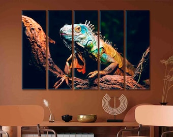 Iguana Large Print Wall Art Reptiles Modern Wall Art Decor Lizard Creative Art for Home Animals Print