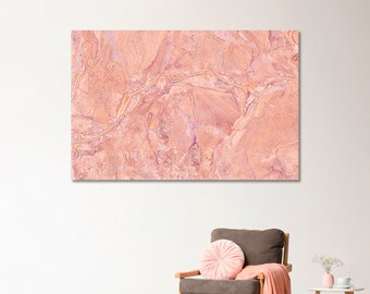 Pink Abstract Art Canvas Print, Pink Modern Wall Art Prints, Marble Abstract Bedroom Wall Decor