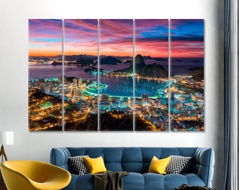 Sunset in Rio de Janeiro Large Canvas Wall Art Home Decor Brazil Canvas Art Wall Decor Framed Art