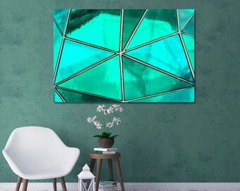 Turquoise Abstract Canvas Art Print, Teal Home Wall Art, Bright Abstract Artwork, Turquoise Canvas Print, Skyblue Wall Art