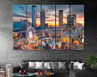 Atlanta Canvas Home Wall Art Print, Georgia Canvas Art Print, USA Downtown Skyline Canvas Artwork