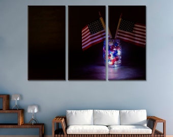 American Flag Canvas Print, Flag USA Home Decor, Patriotic Wall Art