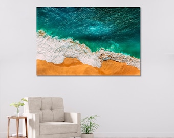 Canvaskunst zee strand, zeegezicht canvasafdrukken kunst aan de muur decor, oceaan kunstafdrukken, golf canvas print, nautisch canvas artwork
