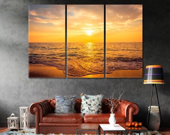 Beautiful Sunset Canvas Art Print, Ocean Canvas Prints Wall Art Decor, Sea Prints, Nautical Canvas Artwork