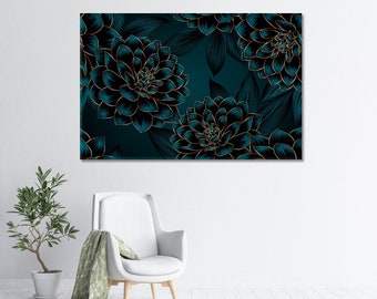 Modern Abstract Flowers Canvas Print Decor, Trendy Wall Art, Flowers Wall Art Decoration, Luxurious Botanical Artwork