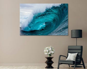 Big Crashing Wave Canvas Print Home Decor, Sea Wave Bright Canvas Print, Ocean Splashing Waves Wall Art Prints, Nautical Artwork