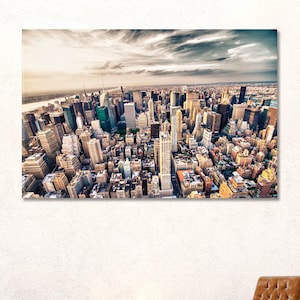 Manhattan Skyline Canvas Wall Art, New York Wall Decor, USA Cityscape Artwork, Manhattan Canvas Home Decor