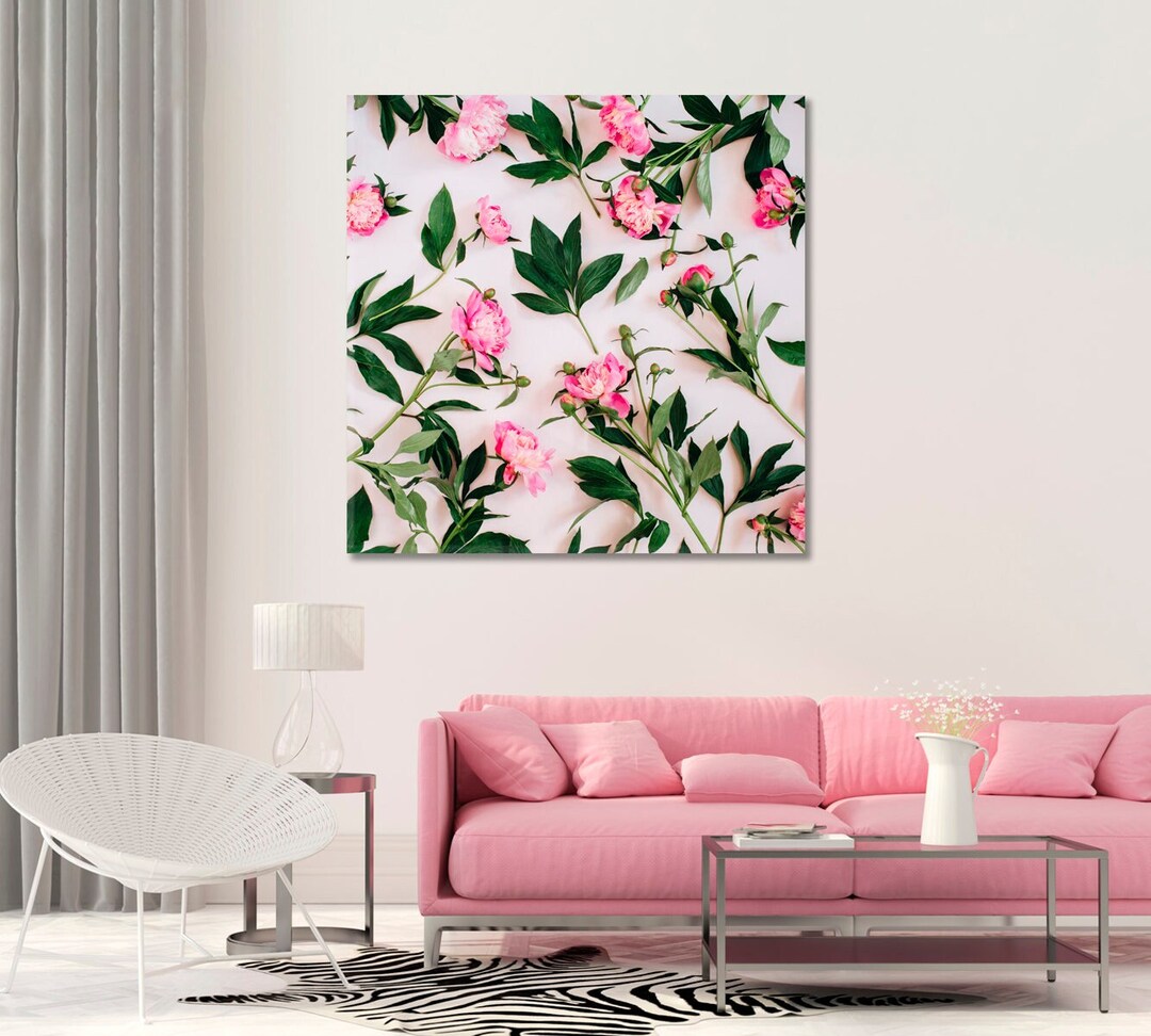 Peony Canvas Wall Decor / Peony Flower Wall Art / Pink Floral Etsy