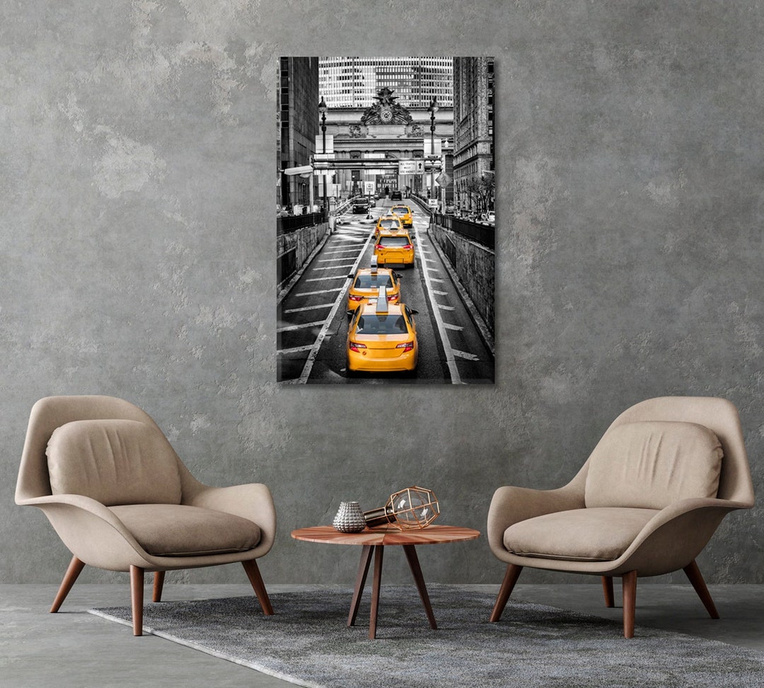 New York City Taxi Cab Canvas Print | NYC Yellow Cabs Wall Art Decor - Etsy