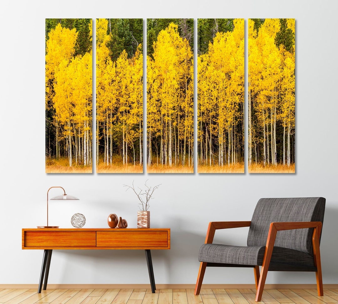 Aspen Trees Wall Art Aspen Trees Canvas Print Yellow Aspen Trees Wall