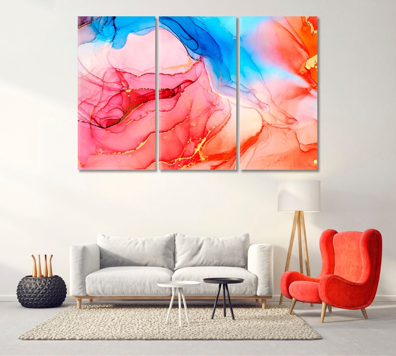 Marble Abstract Wall Art Canvas Print Alcohol Ink Multi Etsy