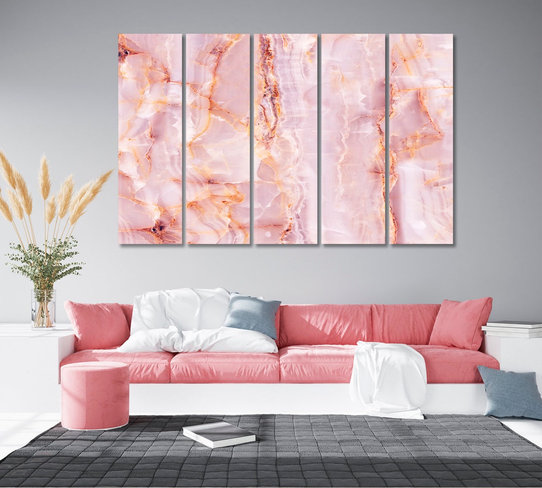 Pink Abstract Wall Art, Pink Marble Canvas Art Print, Abstract Home ...