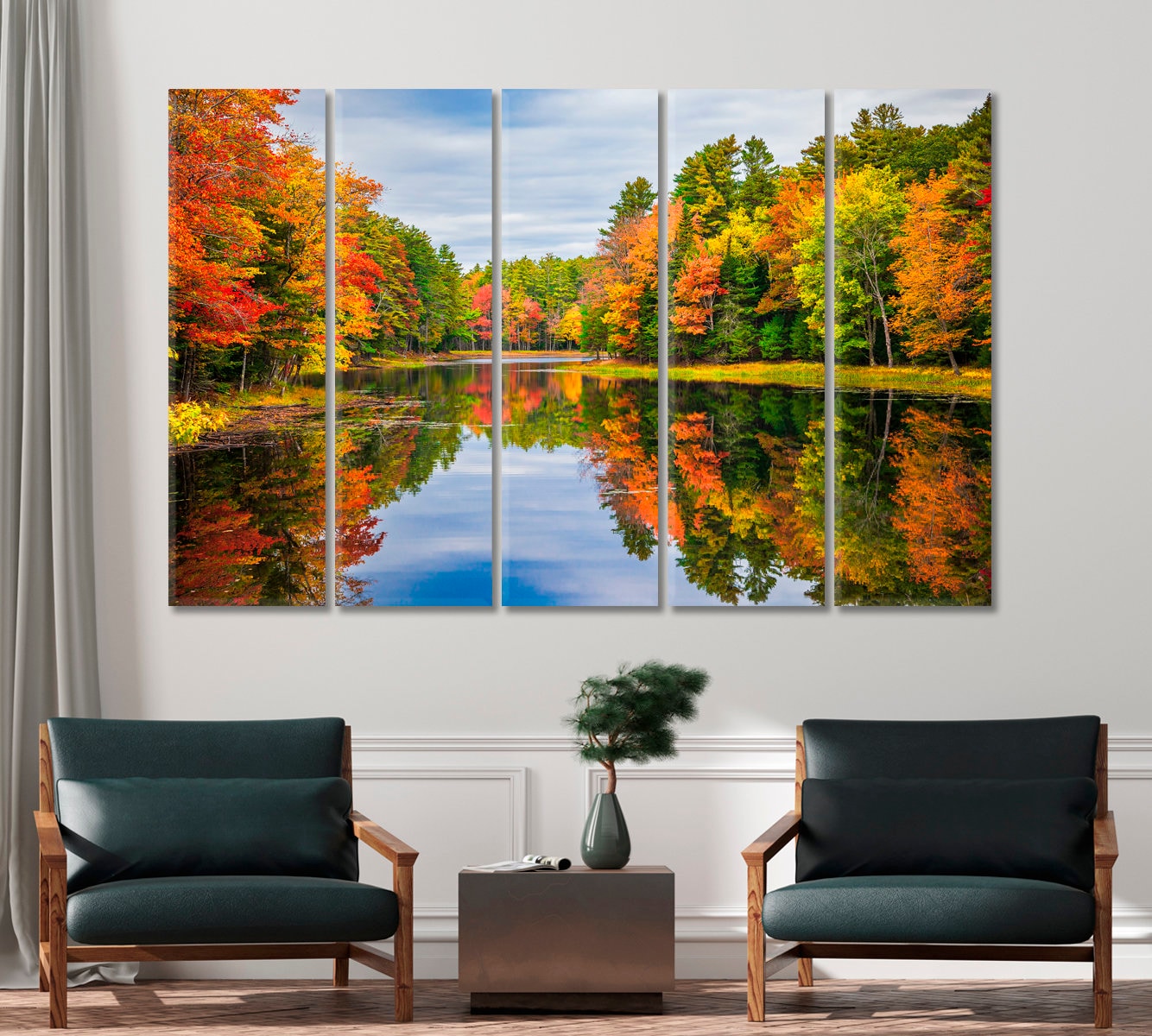 Colorful Autumn Trees Forest Wall Art Print on Canvas Art for Interior ...