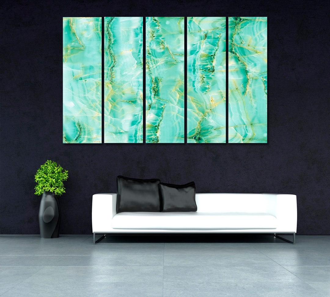 Turquoise Abstract Canvas Art Print, Turquoise Marble Home Wall Art ...