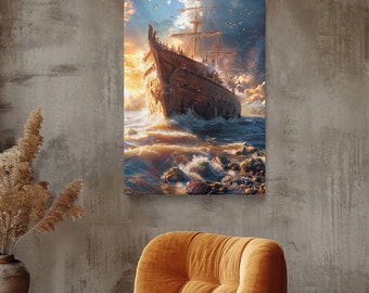 イルミネーションアート 嵐を進む船 絵画 インテリア イルミネーションアート 嵐を進む船 絵画 インテリア イルミネーション
