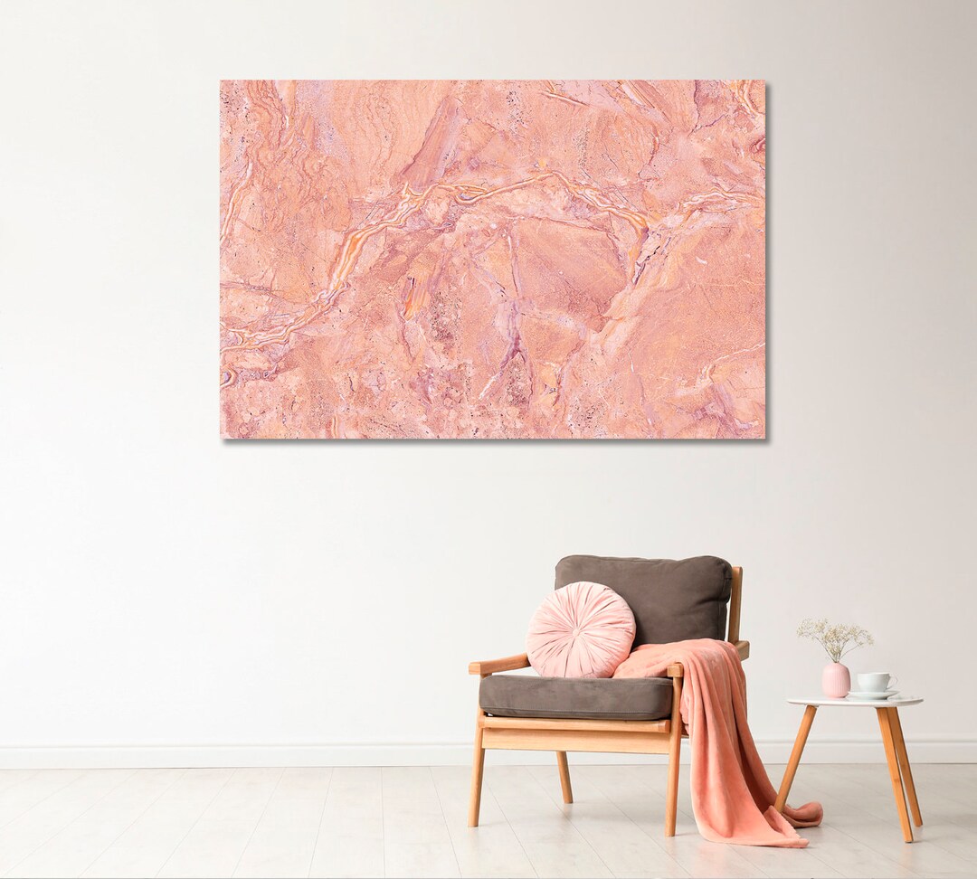 Pink Abstract Art Canvas Print, Pink Modern Wall Art Prints, Marble ...