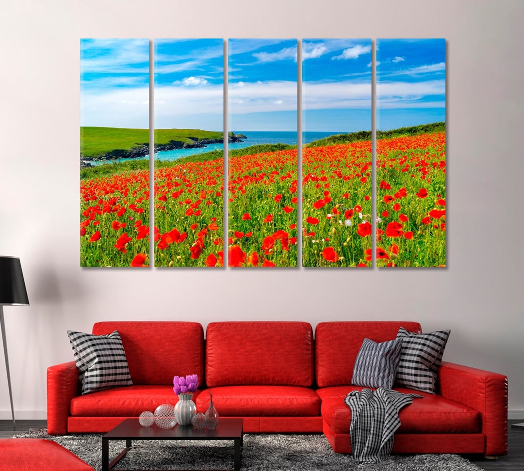 Field of Poppies Interior Wall Decor Poppies Canvas Print - Etsy