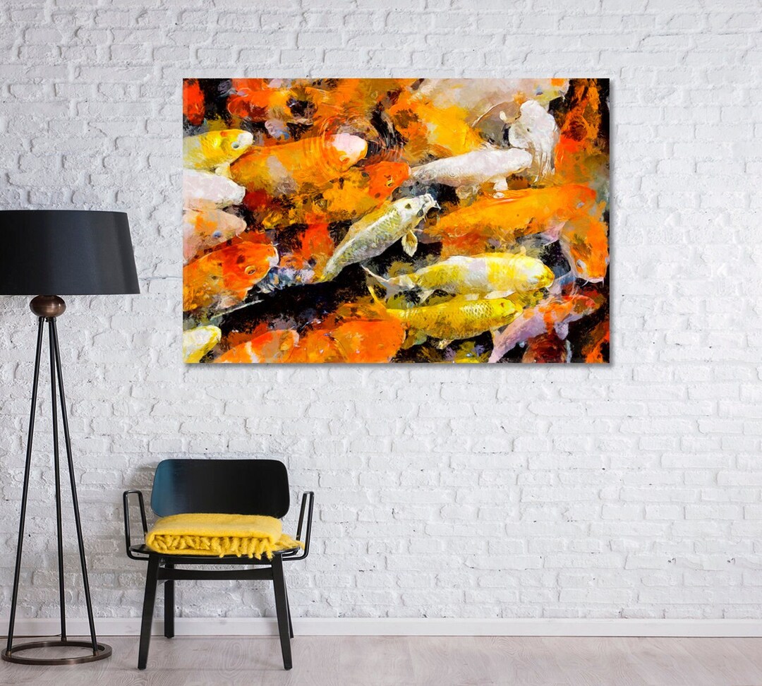 Asian Koi Fish Art Print for Living Room | Japanese Koi Fish Wall Decor ...