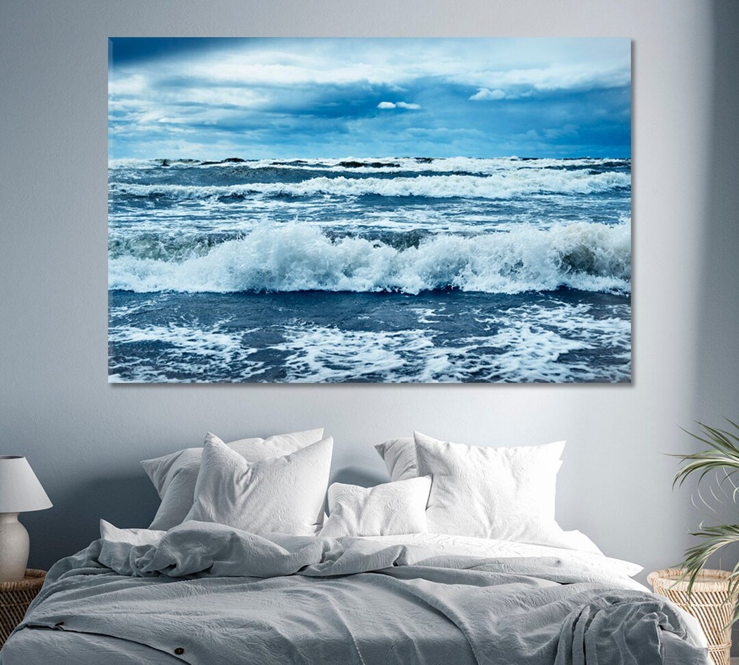 Sea Storm Canvas Wall Art Decor, Stormy Waves Modern Wall Decor, Waves