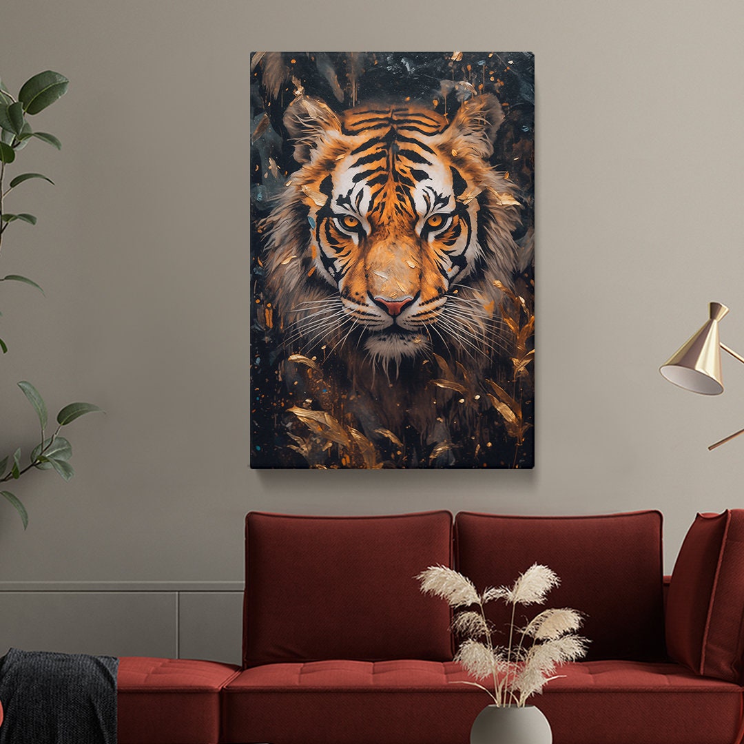 Tiger Wall Art, Animal Canvas Print, Intense Staring Tiger Canvas Art ...