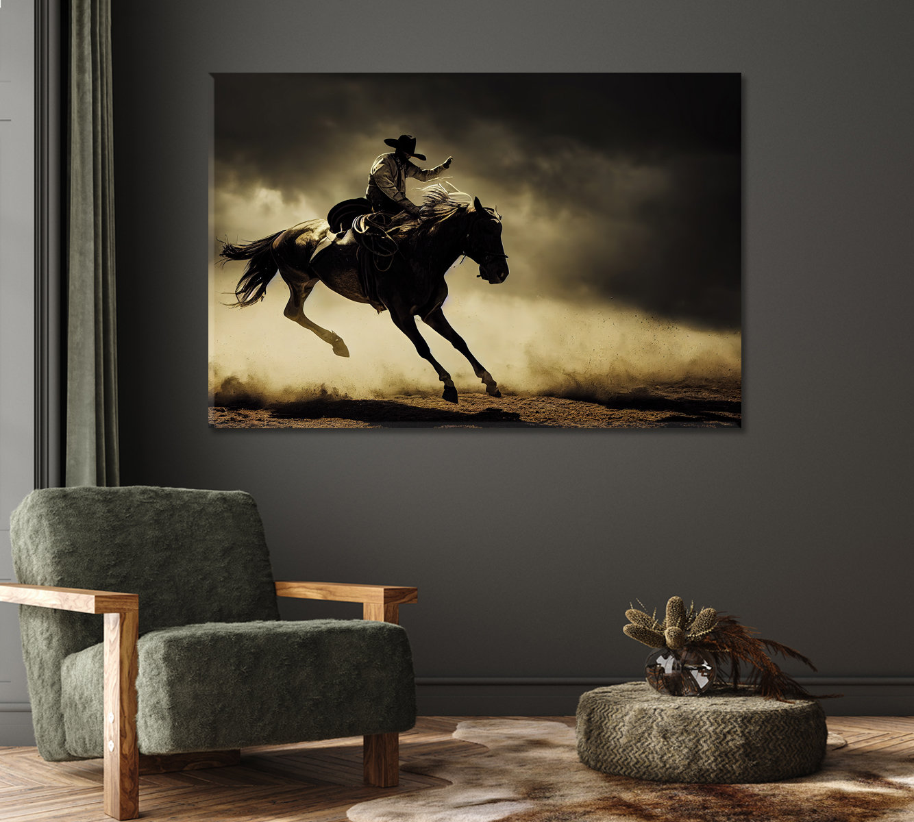 Western Cowboy Wall Art / Wild West Cowboy Art Canvas Print / Western